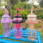 1200ML Large Capacity Sports Water Bottles Cute Portable Straw Cup Water Bottle for Couple Outdoor Sport Travel Fitness Drinking Bottle with infuser