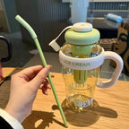 1200ML Large Capacity Sports Water Bottles Cute Portable Straw Cup Water Bottle for Couple Outdoor Sport Travel Fitness Drinking Bottle with infuser