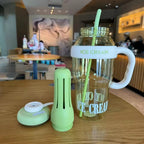 1200ML Large Capacity Sports Water Bottles Cute Portable Straw Cup Water Bottle for Couple Outdoor Sport Travel Fitness Drinking Bottle with infuser