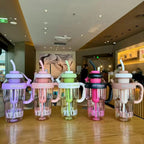 1200ML Large Capacity Sports Water Bottles Cute Portable Straw Cup Water Bottle for Couple Outdoor Sport Travel Fitness Drinking Bottle with infuser