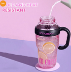 1200ML Large Capacity Sports Water Bottles Cute Portable Straw Cup Water Bottle for Couple Outdoor Sport Travel Fitness Drinking Bottle with infuser
