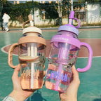 1200ML Large Capacity Sports Water Bottles Cute Portable Straw Cup Water Bottle for Couple Outdoor Sport Travel Fitness Drinking Bottle with infuser