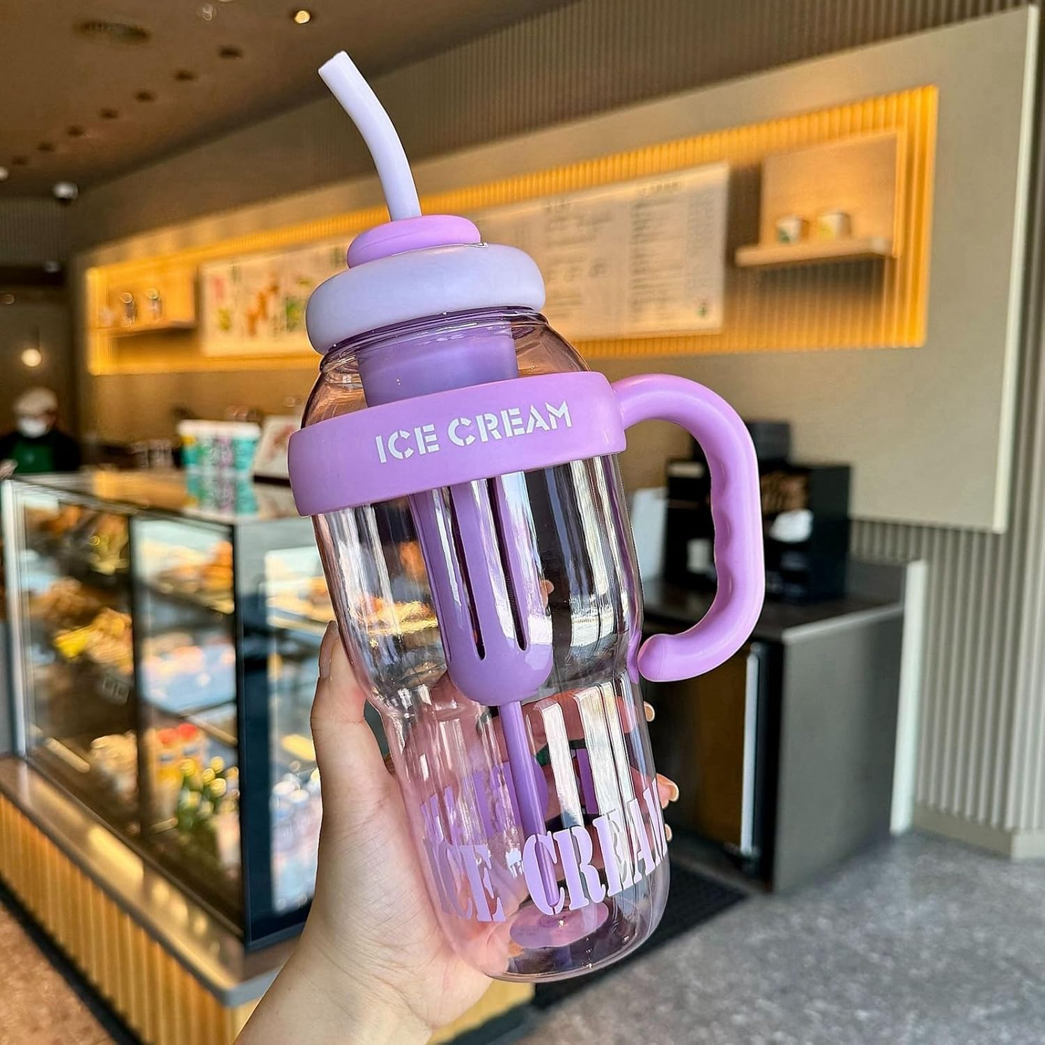 1200ML Large Capacity Sports Water Bottles Cute Portable Straw Cup Water Bottle for Couple Outdoor Sport Travel Fitness Drinking Bottle with infuser