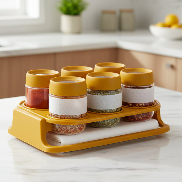 6‑Piece Spice Jar Set with Tray