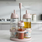 3‑Piece Condiment Set – Oil, Vinegar & Spice Holder