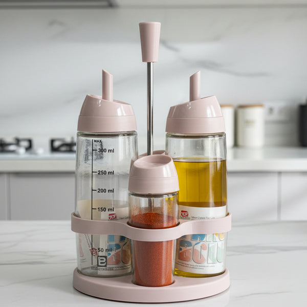 3‑Piece Condiment Set – Oil, Vinegar & Spice Holder