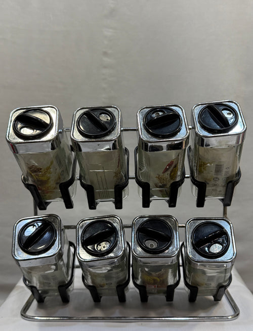 8‑Jar Spice Rack Set with Rotating Lids