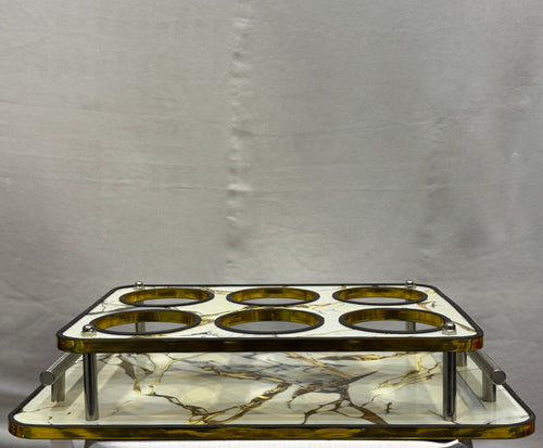 2‑tier Marble & Gold Cup holder stand